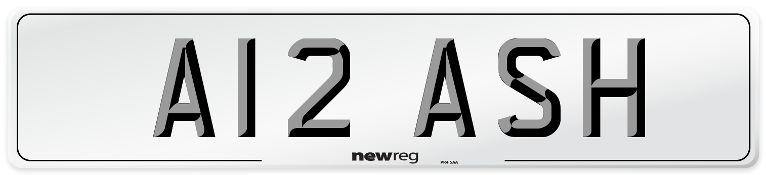 A12 ASH Number Plate from New Reg